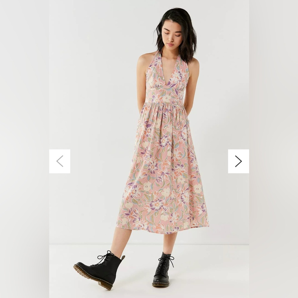 UO Betsey Jezebel Floral Halter Midi Dress Size Medium